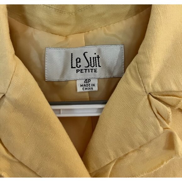 Le Suit Womens Petite Blazer Yellow Button-Front Short Jacket Top Sz 4 Petite - Picture 4 of 7